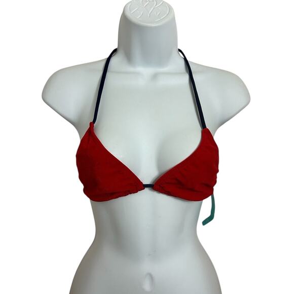 Toque d' Sol Red and Blue Bikini Top Sz M Patriotic Triangle Swimwear Ties New - Picture 5 of 5